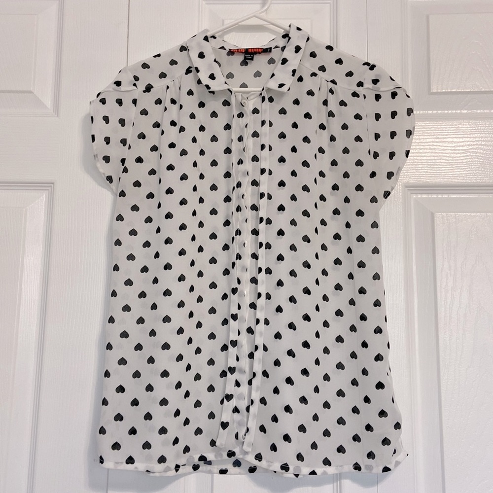 Love Tree black and white polka heart blouse
